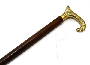 מקל סבא עץ ידית נחושת