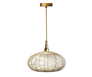 מנורת תלייה קש עגולה L