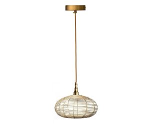 מנורת תלייה קש עגולה M