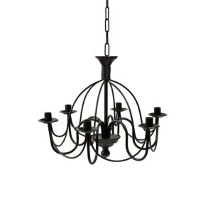 שנדליר קשתות 6 קנים קצר שחור