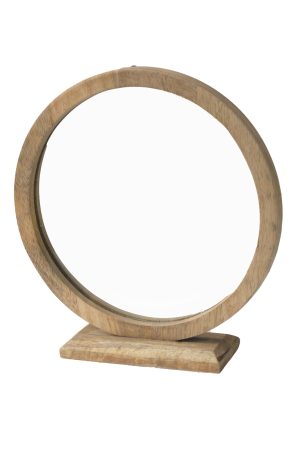 מראה עץ שולחנית עגולה פבלה