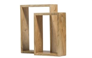 זוג מדפי עץ קוביה