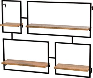 סט 4 מדפי מסגרת מחובר שחור