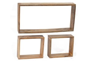 שלישית מדפי עץ קוביה