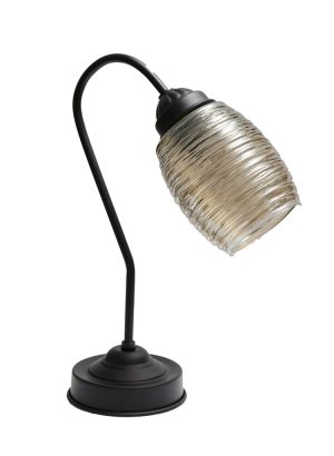 מנורת שולחן קשת שחורה+ זכוכית 797