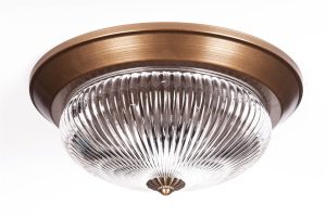 מנורת זכוכית צפה בסיס נחושת 849