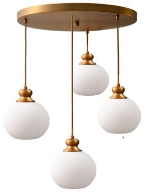 צלחת נחושת+ זכוכיות לבנות 129W