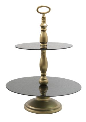 מעמד מגשים כפול זכוכית