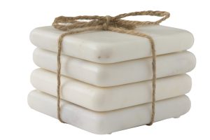 סט תחתיות שיש מרובעות לבן