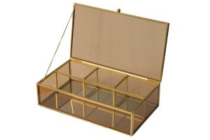 תיבת תכשיטים זכוכית מחולקת אמבר