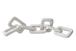 שרשרת עץ דקורטיבית מרובעת לבנה