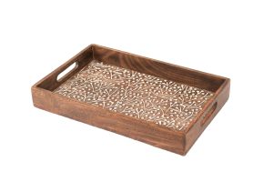 מגש עץ מלבני מצויר