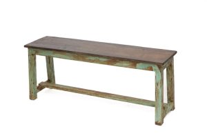 ספסל עץ רטרו טורקיז