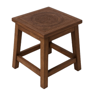 שרפרף עץ וינטג' טבעי