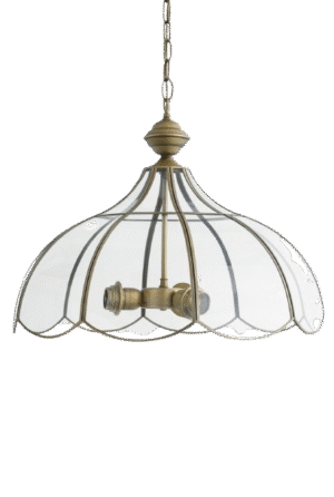 מנורת תלייה זכוכית ופליז