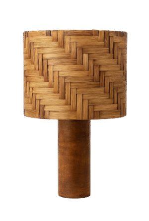 מנורה שולחנית עץ+ אהיל קש