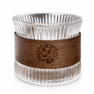 שישיית כוסות פסים ידית עץ