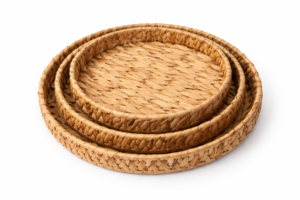 סט מגשים ראטן שלישייה עגול