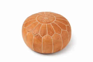 פוף עור מרוקאי עגול חום
