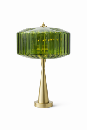 שולחנית קנדל נחושת עם זכוכית ירוקה